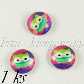 Skleněný kabošon sovička s hubenýma nohama, 12 mm