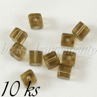 Kouřové skleněné kostičky 6mm 10ks