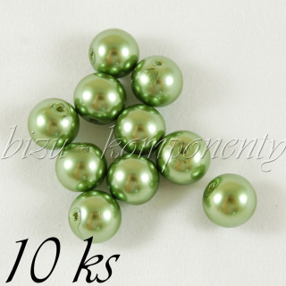 Zelené voskované perle 10mm 10ks