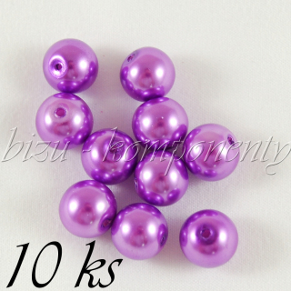 Fialové voskované perle 10mm 10ks