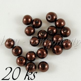 Hnědé voskované perle 8mm 20ks