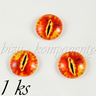 Skleněný kabošon ohnivé oko, 12 mm