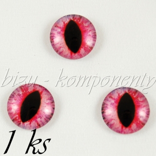 Skleněný kabošon růžovo-fialové oko, 12 mm