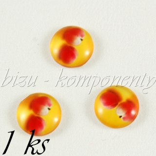 Skleněný kabošon dvě broskve, 12 mm
