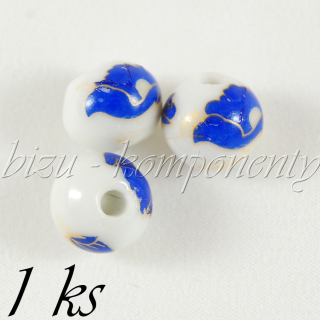 Keramický korálek modře malovaný