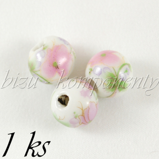 Keramický korálek s jemnými květy