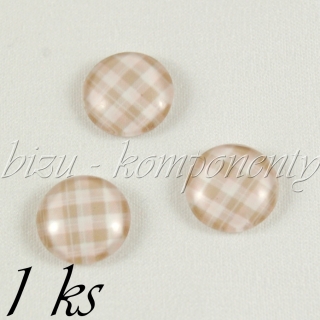 Skleněný kabošon béžový skotský, 12 mm