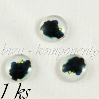 Skleněný kabošon modrý hrozen, 12 mm