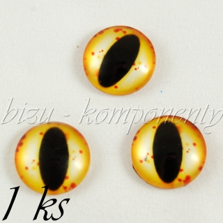 Skleněný kabošon světle oranžové oko, 12 mm