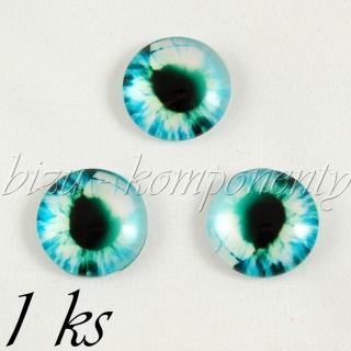Skleněný kabošon světle modré oko, 12 mm