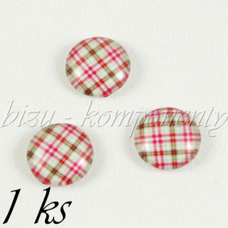 Skleněný kabošon růžový skotský, 12 mm
