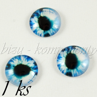 Skleněný kabošon modré oko, 16 mm