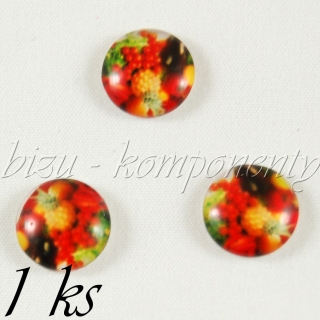 Skleněný kabošon ovoce s ananasem, 12 mm
