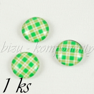 Skleněný kabošon zelený skotský, 12 mm