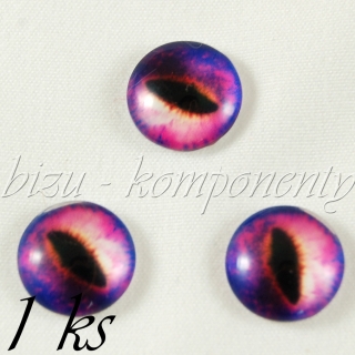 Skleněný kabošon fialové oko, 12 mm