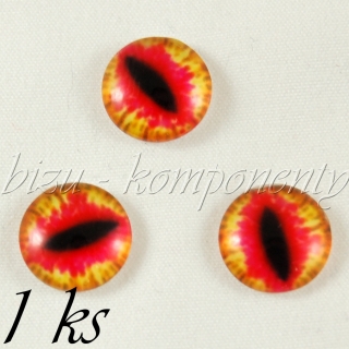 Skleněný kabošon krvavé oko, 12 mm
