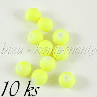 Žluté neonové skleněné korálky 10mm 10ks