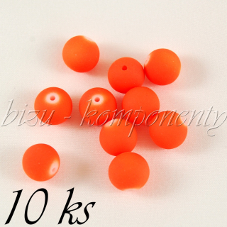 Oranžové neonové skleněné korálky 10mm 10ks