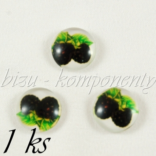 Skleněný kabošon s ostružinami, 12 mm
