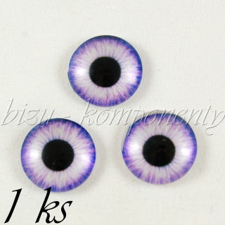 Skleněný kabošon světle fialové oko, 16 mm