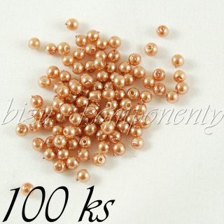 Béžové voskované perle 3mm 100ks