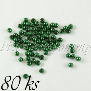 Tmavě zelené voskované perle 4mm 80ks
