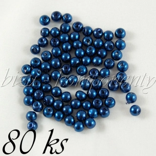 Tmavě modré voskované perle 4mm 80ks