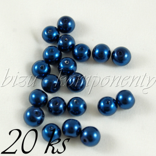 Tmavě modré voskované perle 8mm 20ks