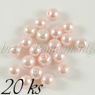 Růžové voskované perle 8mm 20ks