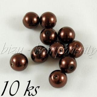 Hnědé voskované perle 10mm 10ks