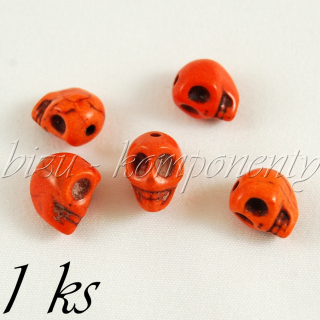 Korálek oranžová lebka 10mm