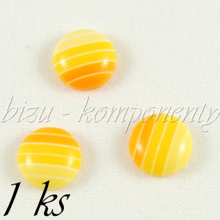 Žlutý pruhovaný kabošon, 10 mm