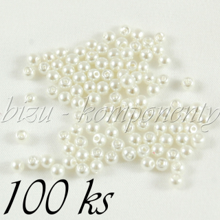 Bílé voskované perle 3mm 100ks