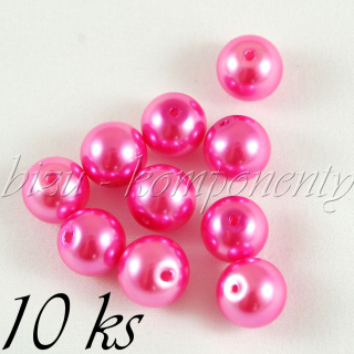 Růžové voskované perle 10mm 10ks
