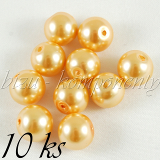 Zlatavé voskované perle 10mm 10ks