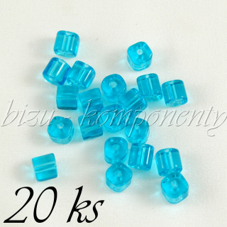 Azurové skleněné kostičky 4mm 20ks