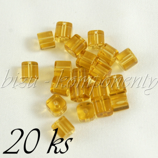 Žluté skleněné kostičky 4mm 20ks
