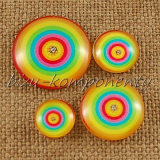 Skleněný kabošon veselé kruhy, 12 mm
