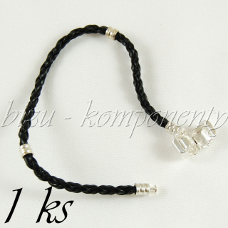 Černý koženkový náramek 17cm