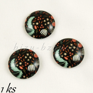 Skleněný kabošon noční louka  20mm