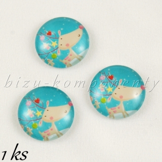 Skleněný kabošon ozdobený sob  20mm