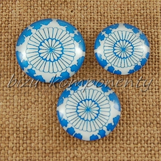 Skleněný kabošon modrá mandala  18 mm
