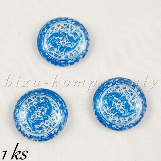 Skleněný kabošon  modré skály 20mm
