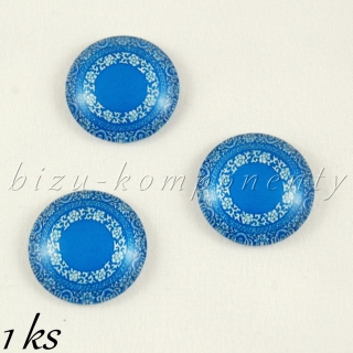 Skleněný kabošon s modrými kruhy 20mm