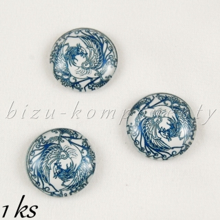 Skleněný kabošon pták 20mm