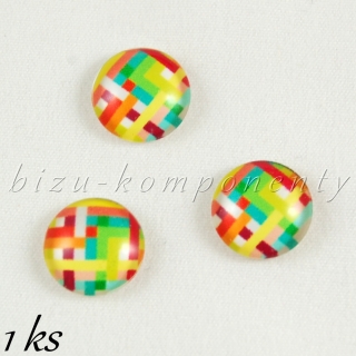 Skleněný kabošon křížem krážem12mm