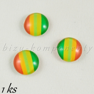 Skleněný kabošon pruhovaný 12mm