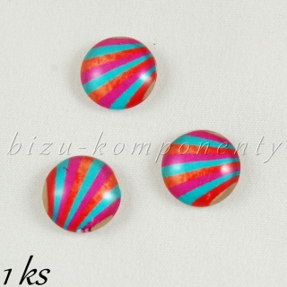 Skleněný kabošon růžovomodrý 12mm