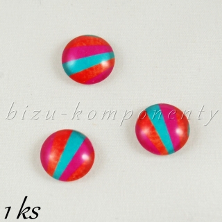 Skleněný kabošon růžovomodrý č.2 12mm