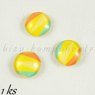Skleněný kabošon žlutý 12mm